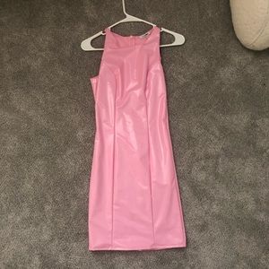 Latex baby pink mini dress